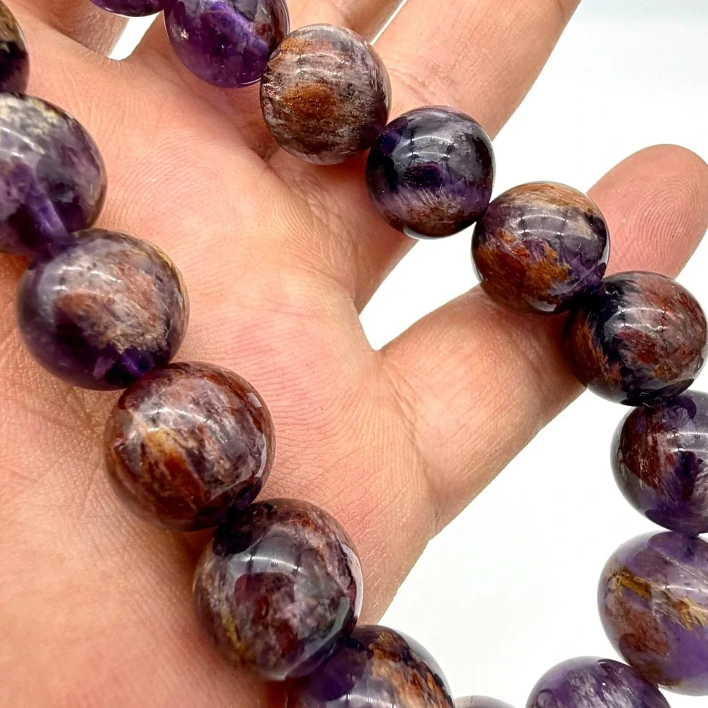 D'Joy‎ 925 Silver Sacred Seven Cacoxenite Amethyst Beaded Necklace 20